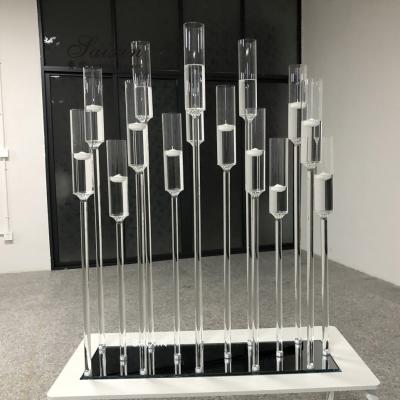 Taper Crystal Glass Candlestick Holders Set Of 2 15 Branches Hurricane For Water Floating