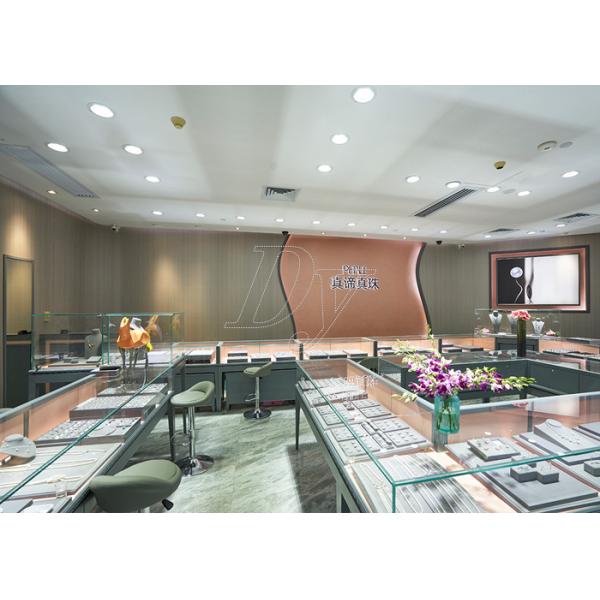 Мато-серо-розовое покрытие стекла Деревянные ювелирные витрины / витрины для магазинов