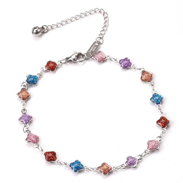 Fashion new colorful anklet girl 18K golden OEM logo words bell beach titanium steel foot accessories wholesale