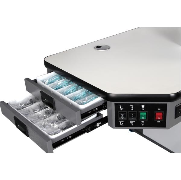 Ophthalmic Chair Unit With Table For One Instrument Arm Adjustable Left & Right  with two small drawers GD7501AB