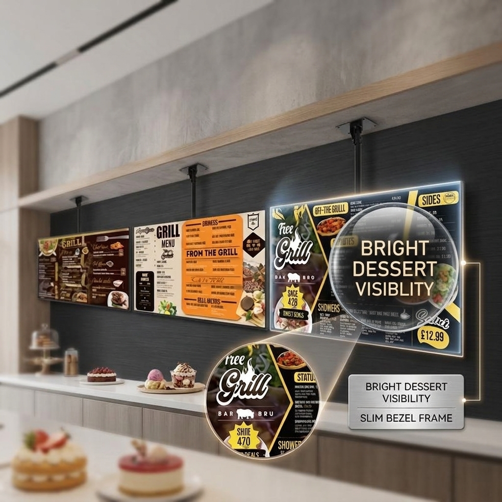 QM-4315GPW 43 Inch 4K Digital Menu Board Cloud Sync Publishing for Chain Restaurant Multi Store