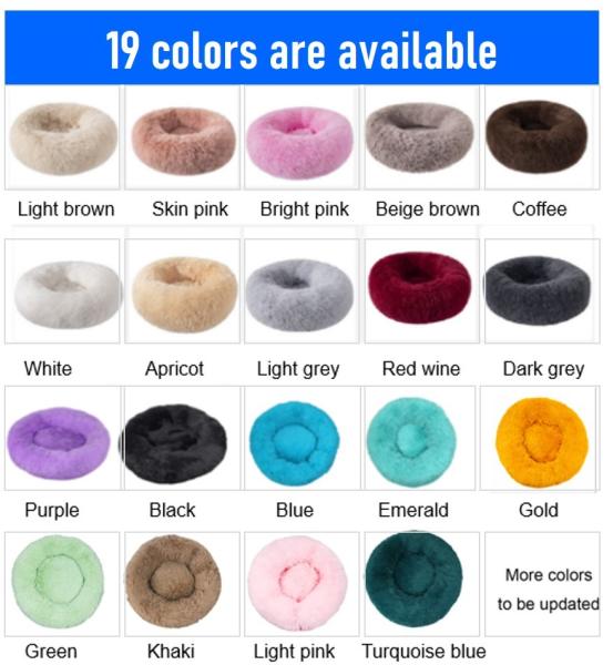 Customized Pet Calming Beds Plush Donut 36 Inch Round Dog Bed