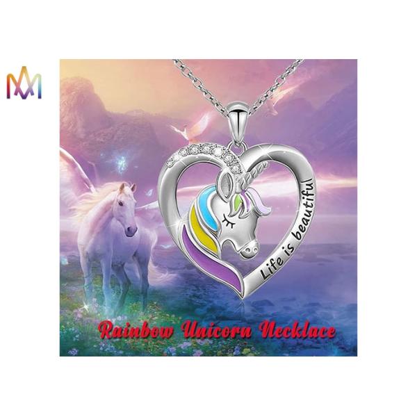 Magical Gift Fadeless SS Rainbow Unicorn Necklace