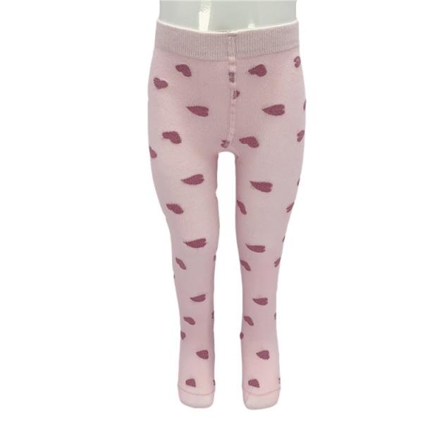 Comfortable Baby Girls Tights in Breathable Cotton with Pink Hearts