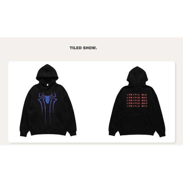 2023 Otoño-Invierno de gran tamaño Cuello de la tripulación Sudadera de algodón con logotipo de araña Impresión más sudadera de lana con capucha en tamaño M