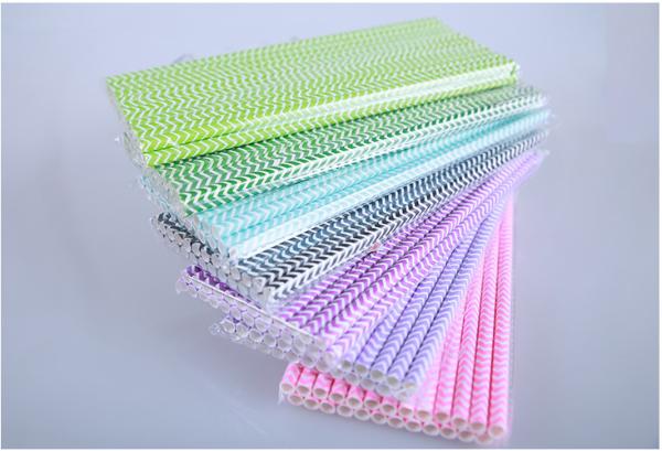 Colorful Stripes Designs Paper Straws for Party Decorate
