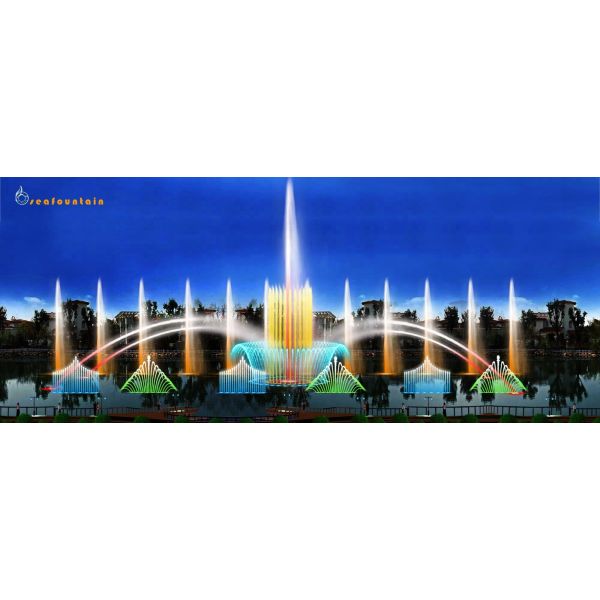 Water spray nozzles laser floating lake fountain control system