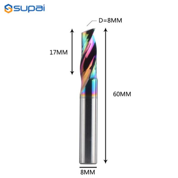 3.175 4 6 8mm CNC Single Flute Solid Tungsten Carbide Alloy End Mill, DLC Coating Milling Cutter для алюминия