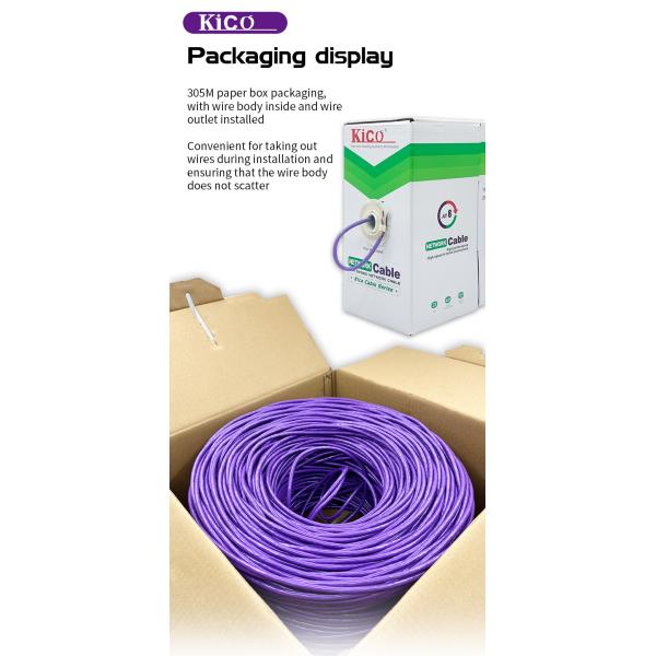 KICO Network Ethernet Cable CAT6 UTP 305m Lan Cable Indoor Cat6 Internet Cable Factory Manufacturers Purple Color