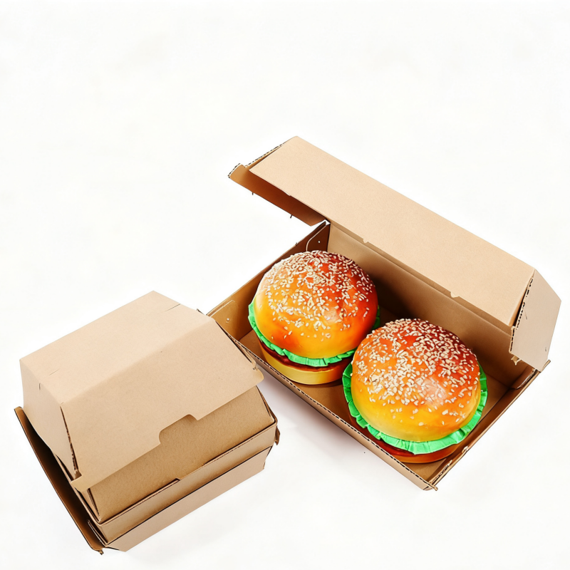 Boîte à burger et frites jetable, personnalisée en gros, écologique, pour plats à emporter