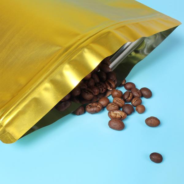 Custom Gold Coffee Bean Packaging , Stand Up Packaging Pouch Bag With Valve