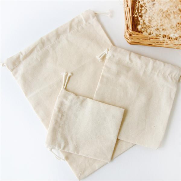OEM/ODM Accepted Custom Logo Printed Cotton Linen Drawstring Bag for Eco Friendly Gift