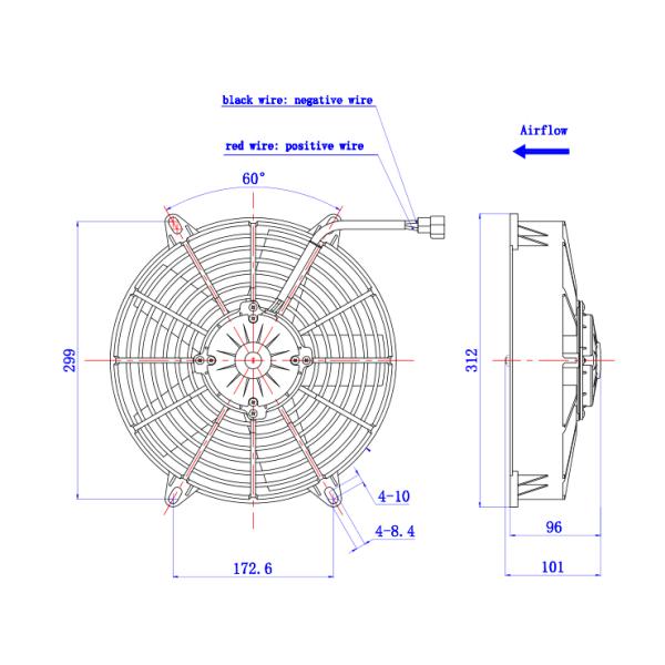 Finger Protect 12 Electric Radiator Fan , Bus Truck Ac Condenser Fan 1800m3/H Airflow