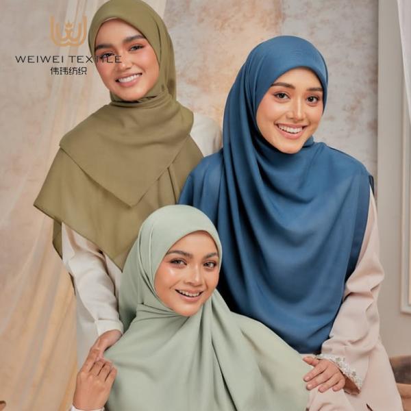 Customized Islamic Traditions Solid Women's Square Cotton Voile Sarima Shawl Floral Hijab Wrap Muslims Ethnic Scarves & Shawls