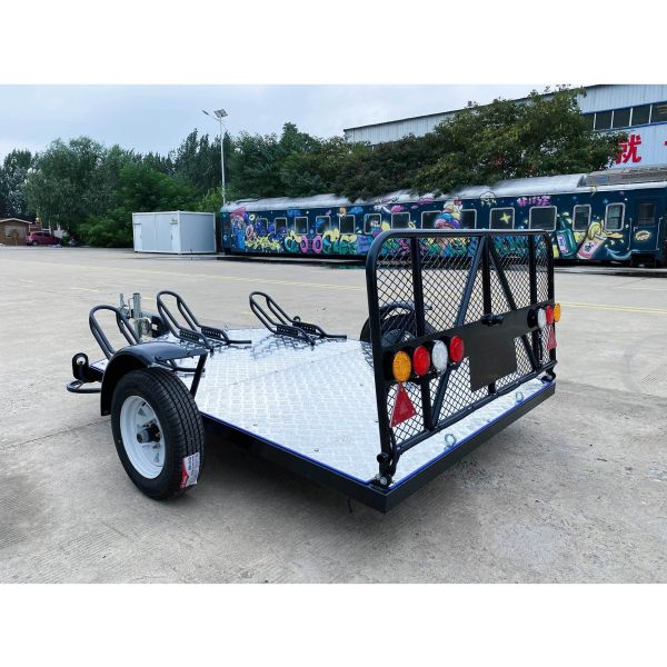 Remorque à moto double personnalisée résistante à la corrosion avec levage hydraulique