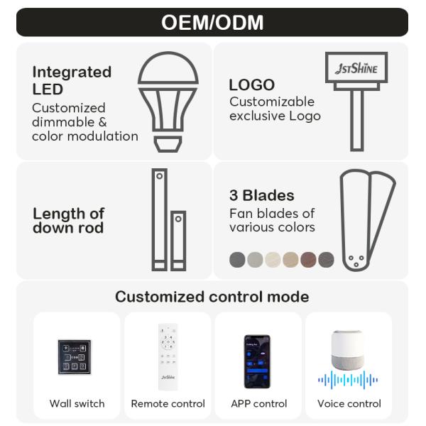 Ventilador de teto LED de alto fluxo de ar 220V Design simples com controle remoto e fonte de luz