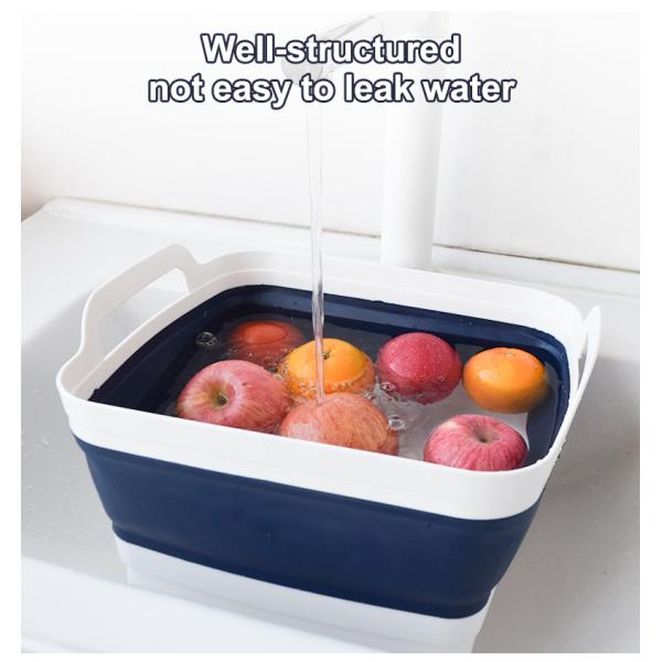 Свертываемая 9L Силиконовая черепица Корзина Силиконовые бытовые изделия Синий Белый