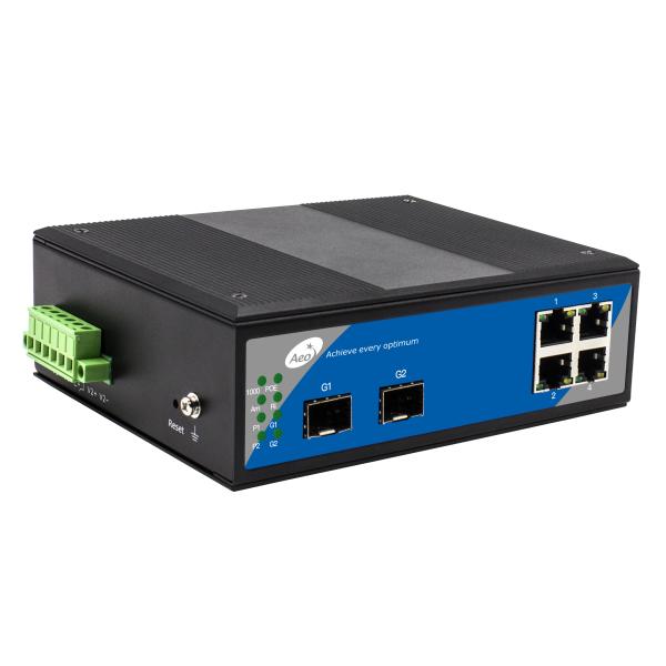Управляемый переключатель волокна SFP петли кольца слоты SFP 2 гигабит + порты сети стандарта Ethernet 4 гигабит