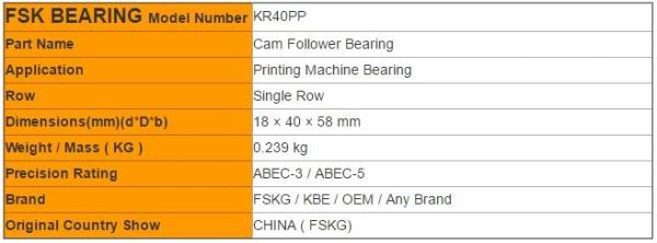 Bolt Type KR40PP , KR62PP Cam Follower Bearing Track Roller Bearing For Printing Machine