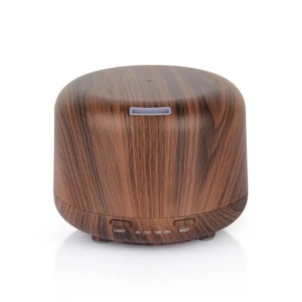 Máquina de Aromaterapia Ultrassônica de 500 ml Fabricante de Neblina Frio Diffusor de Óleo Essencial de Design Silencioso com Luz Noturna Colorida