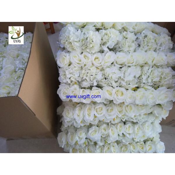 UVG fashionable artificial flower mat carpet in roses and hydrangeas for wedding backdrop wall decoration CHR1136