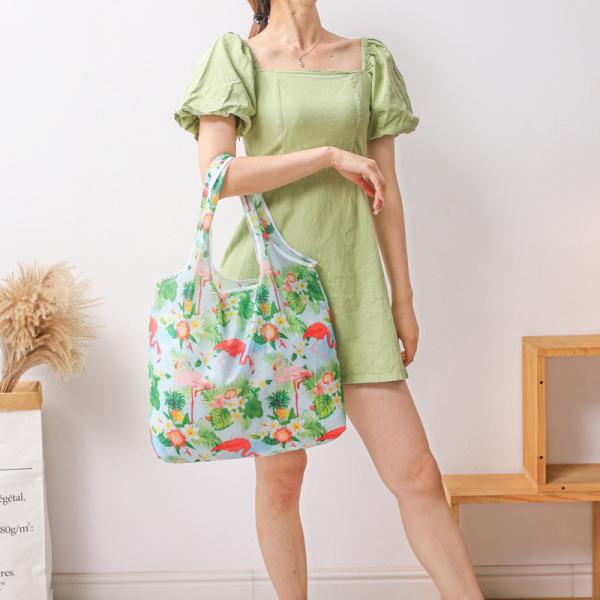 Reusable Women Tote Handbags cotton Material with zip 46cm x 39cm x 25cm