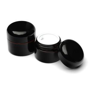 recipientes de Amber Glass Cream Jars Cosmetic do círculo de 30g 1oz com tampão