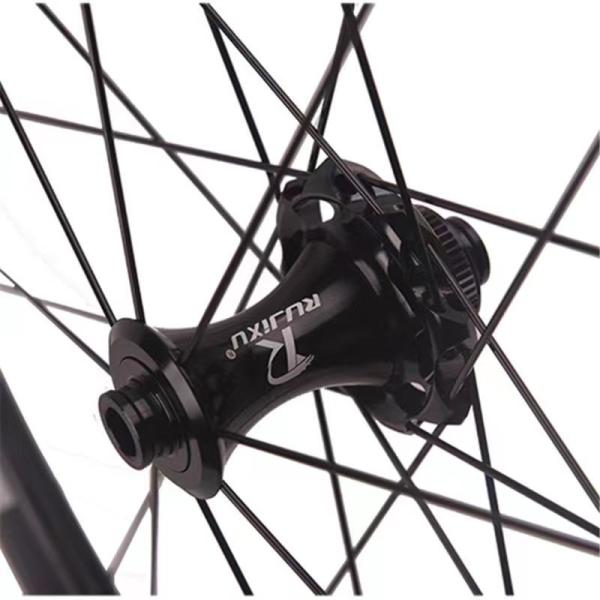 700C Road Disc Brake Carbon Fiber Bicycle Wheel Set 45mm/50mm Center Lock Titanium 24H by RUJIXU