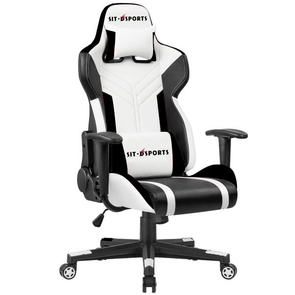 Comfortable White PU Leather Racing Gaming Chair for Professional E-sports Performance