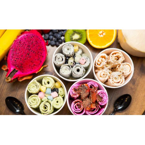 Thailand Mobile Food Cart with Frozen Yogurt Machine and Automatic Defrost Function