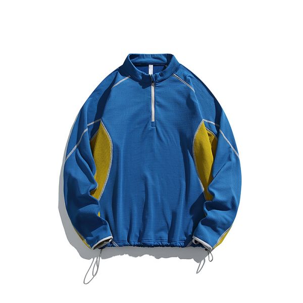 Stand Collar Color Block Jacket Thermal Antibacterial Polartec Fleece Outdoor Pullover