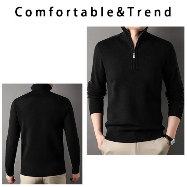 Customized Solid Half Zipper Winter Fleece Acrylic Turtleneck Knitted Sweater for Men
