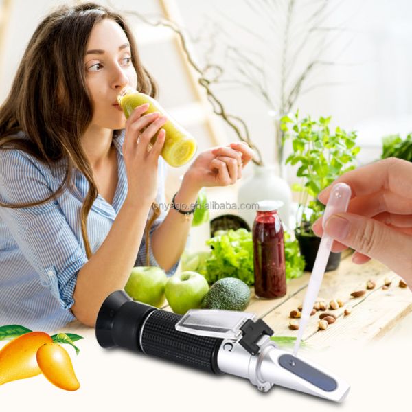 Handheld Wide-range 0-90% Brix Refractometer for Sugar Content Measurement in Food and Beverages