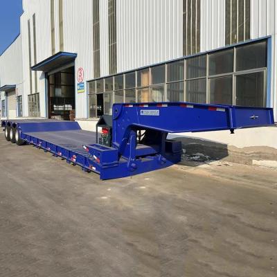 Tri Axle Removable Lowboy Gooseneck Semi Trailers 80 Ton Detachable Heavy Load Trailer for Sale