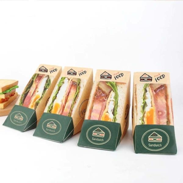OEM Triangular Transparent Window Breakfast Bread Dessert Packaging Sandwich Paper Box