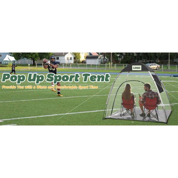 5.25*4.27*5.9FT Outdoor Waterproof Polyester Black Transparent PVC Pop Up Sports Tents With Mesh Windows Easy Set Up