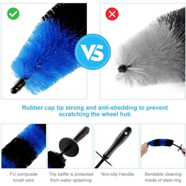 9Pcs Car Wheel Cleaning Brush Set 700g Detailing Cleaning