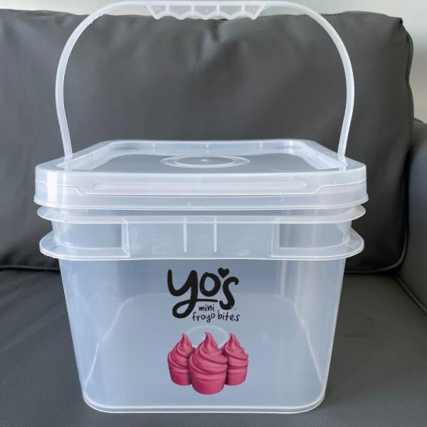 Customizable 2 Gallon Bucket Food Grade 8L Clear Square Plastic Pail with Lid