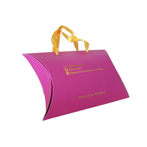 Custom High Quality Gold Stamping Logo Hair Bundle Box Wave Hair Extensions Packaging  Pillow Box
