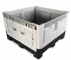 HUADING Plastic Pallet Box Collapsible Container Black Gray Yellow Static Load 4T