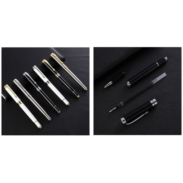 Печать логотипа на заказ Черная белая стройная металлическая шариковая ручка для индивидуального цветного подарка