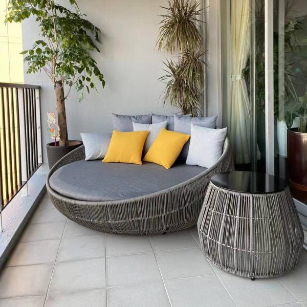 Customized Color Pool Garden Lounge Round Coffee Bed Outdoor Furniture Rattan Metal Best