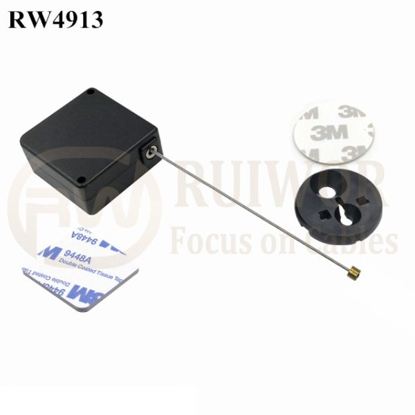 RW4913 Square Ratcheting Retractable Tether Plus Pause Function Plus Dia 30MMx5.5MM Circular Adhesive ABS Block