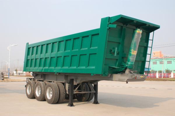 Three Axles Hydraulic Dump Truck Trailer Tipper Semi Trailer 60 - 80 Tons