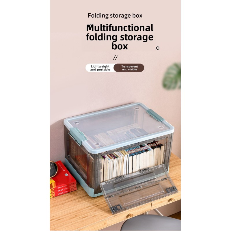 Large Capacity Foldable Storage Box Plastic Acrylic Book Bin Durable Transparent Snack Toy Organizer Collapsible Crate