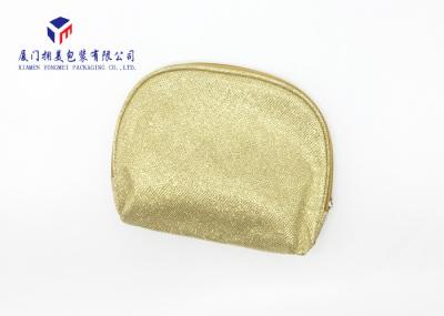 Gold Embossed Fabric Makeup Bag With Super Clear Soft PVC Window On Front Side