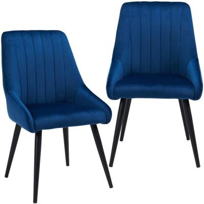 High Back Velvet SideUpholstered Kitchen Chairs Metal Leg For Tufted Chair