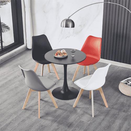 29inch Height Tulip Style Dining Table / Plywood Top Round Black Coffee Table