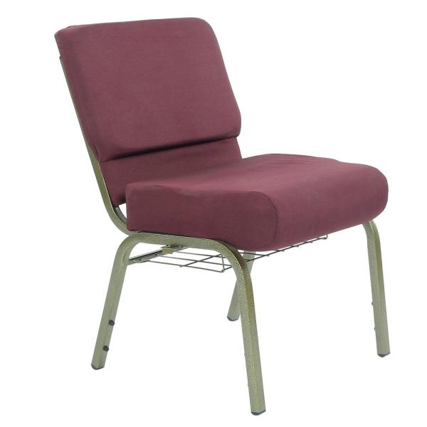 Affordable Stackable Metal Legs Church Chairs With Upholstered Navy Blue Fabric