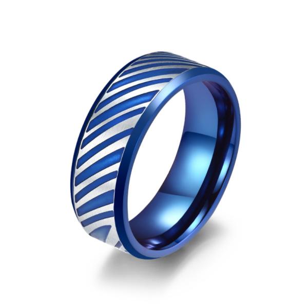 Anneaux classiques de mode pour hommes bleu plaqué Hip Hop Punk Chaîne en acier inoxydable Anneaux de bijoux